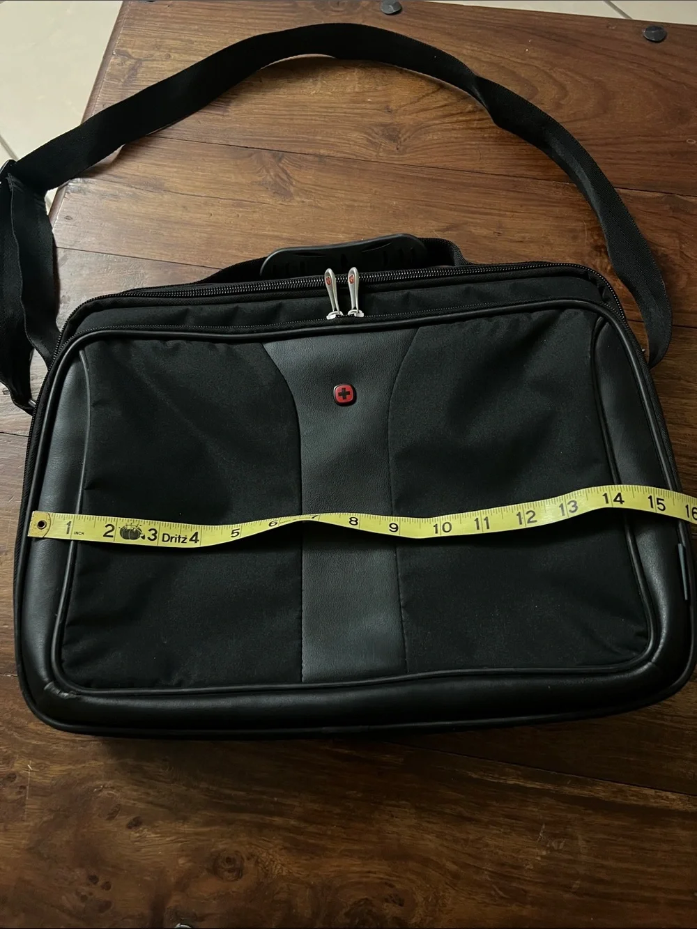 SwissGear Black Laptop Messenger Bag with Red Logo Accent
